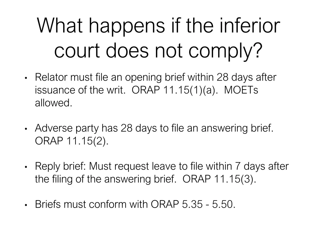 what happens if the inferior court does not comply