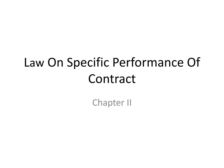 l aw on specific performance of contract