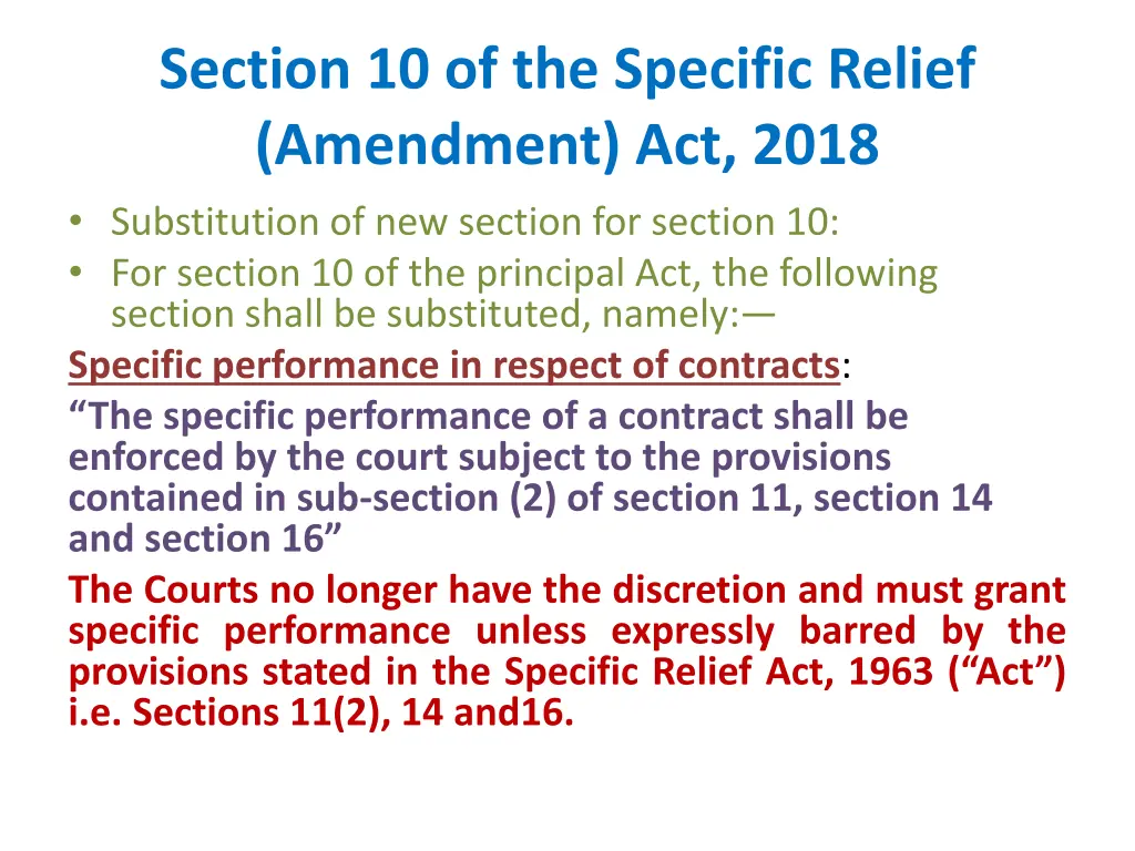 section 10 of the specific relief amendment