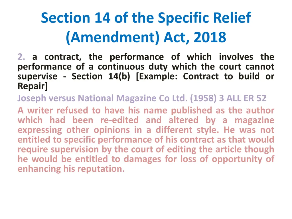 section 14 of the specific relief amendment 2