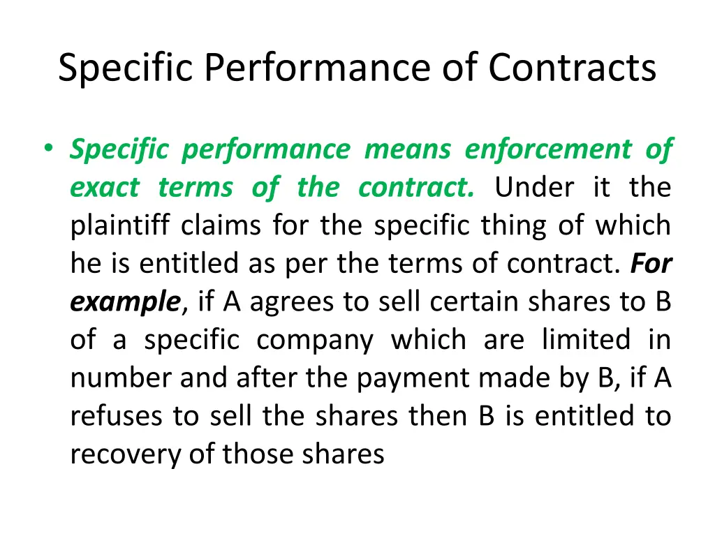 specific performance of contracts