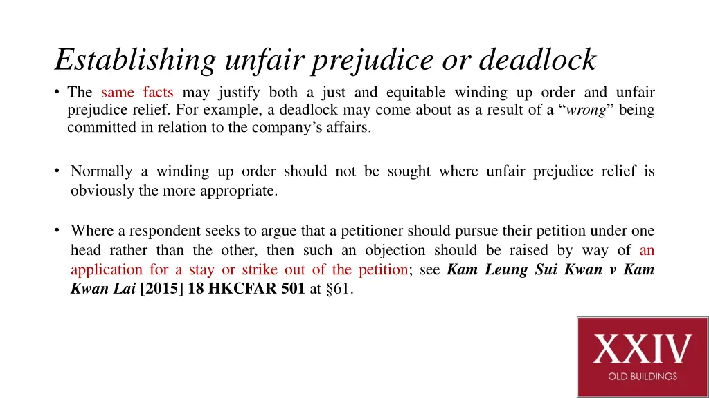 establishing unfair prejudice or deadlock 1