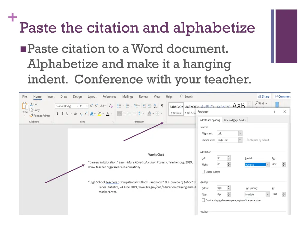 paste the citation and alphabetize paste citation