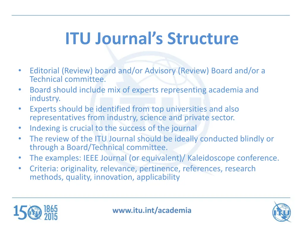 itu journal s structure