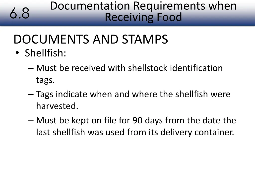 documentation requirements when receiving food 1