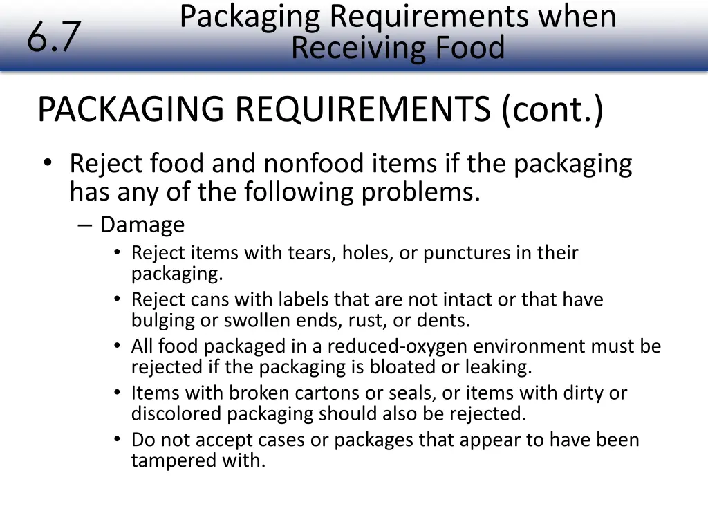 packaging requirements when receiving food 1