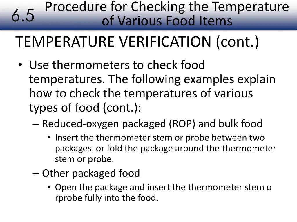 procedure for checking the temperature of various 1