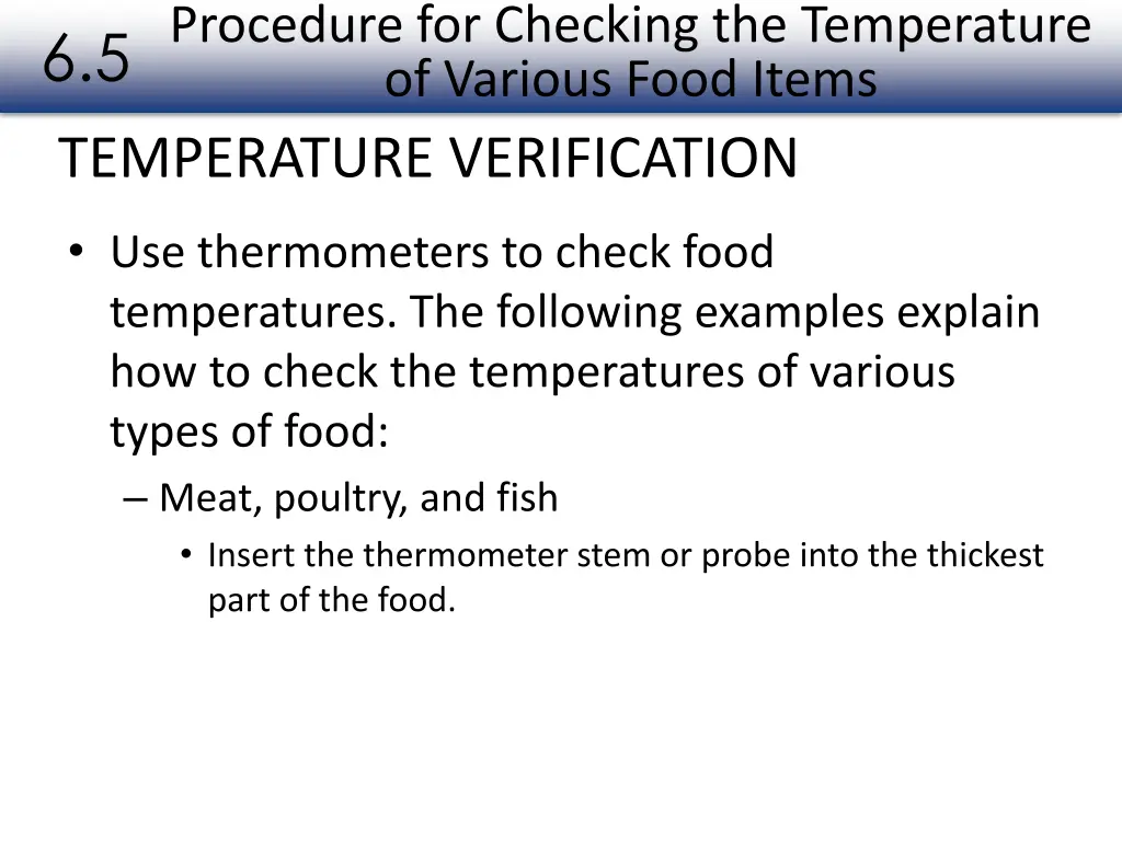 procedure for checking the temperature of various