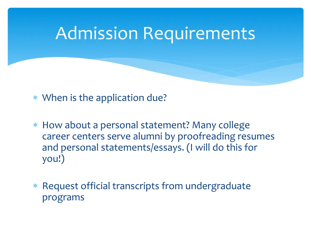 admission requirements