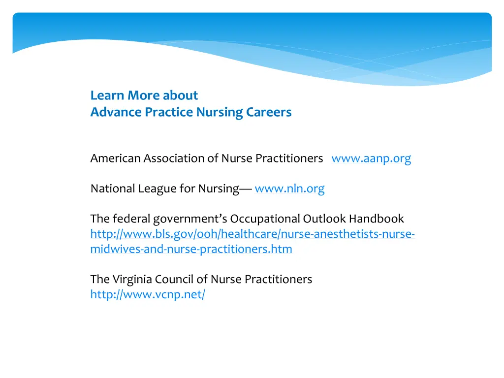 learn more about advance practice nursing careers