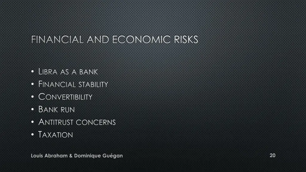 financial and economic risks