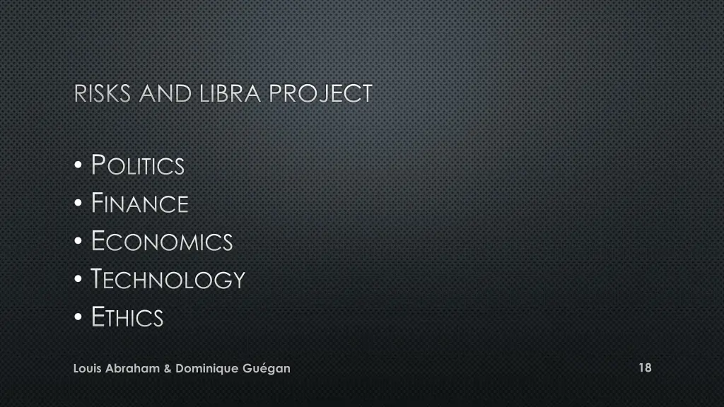 risks and libra project