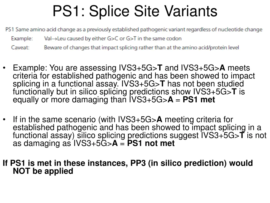 ps1 splice site variants