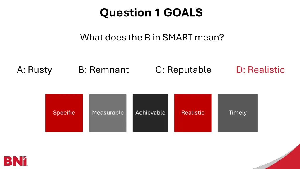 question 1 goals 1