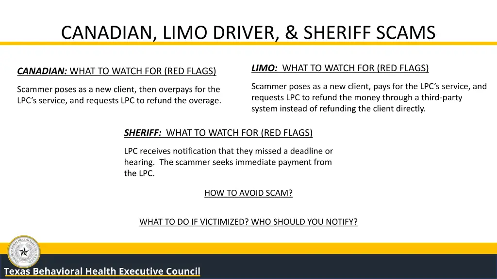 canadian limo driver sheriff scams