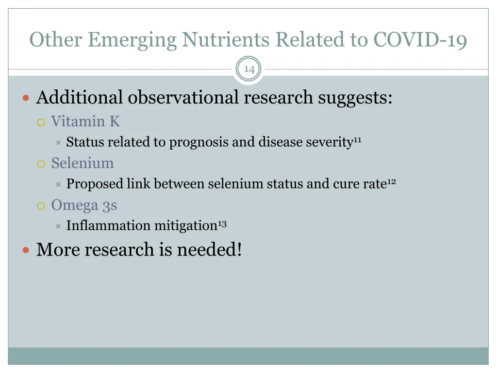 other emerging nutrients related to covid 19