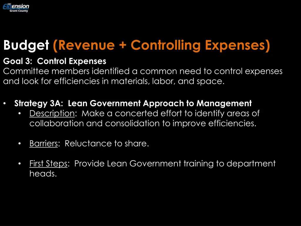 budget revenue controlling expenses goal 1