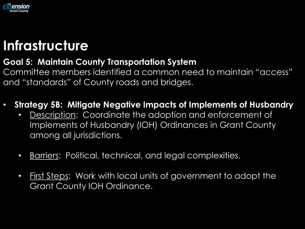 infrastructure goal 5 maintain county 1