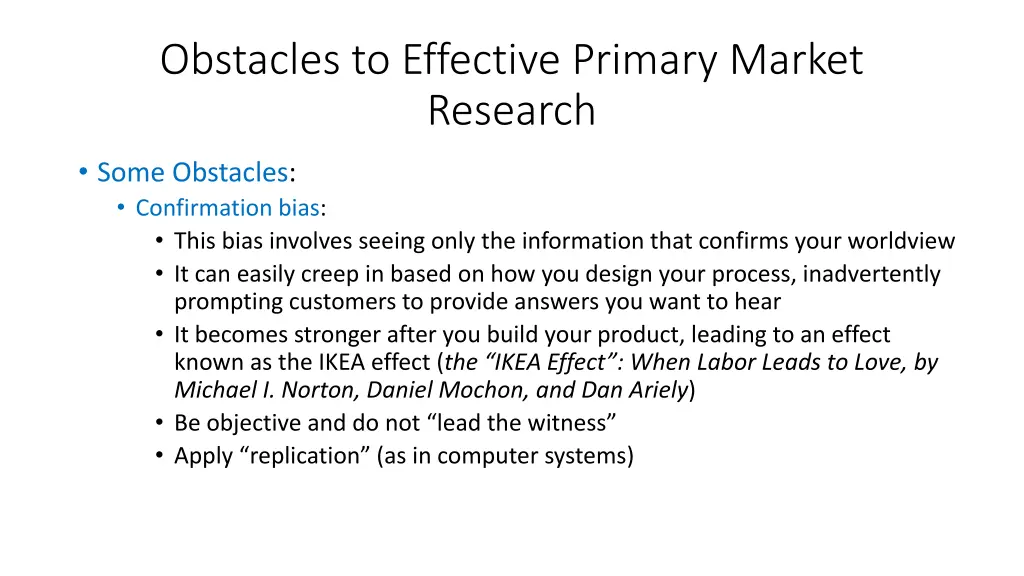 obstacles to effective primary market research 1