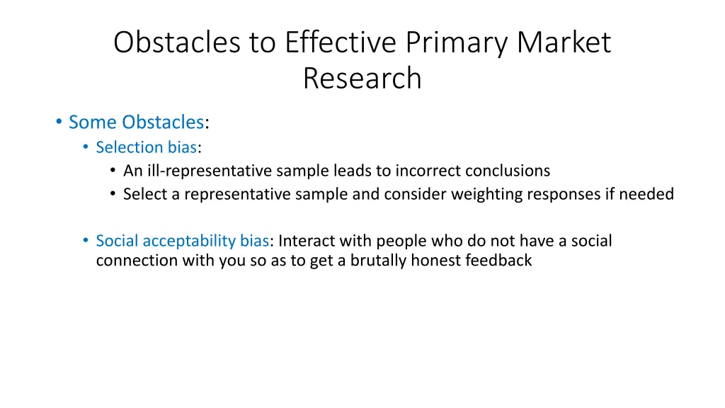 obstacles to effective primary market research 2