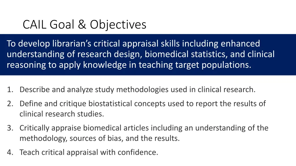 cail goal objectives