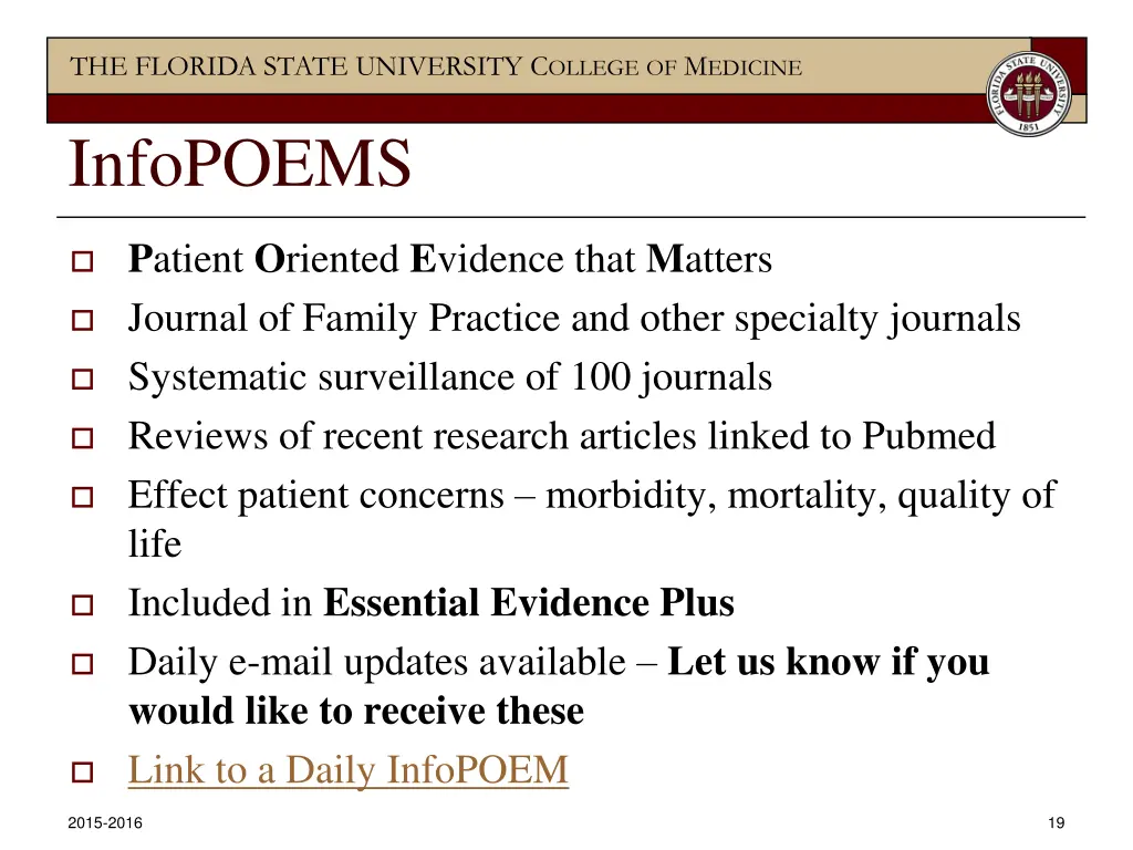 the florida state university c ollege of m edicine 17