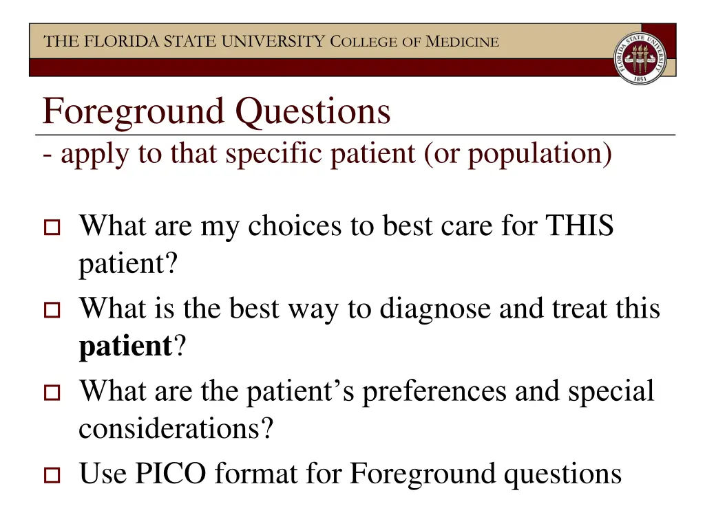 the florida state university c ollege of m edicine 5