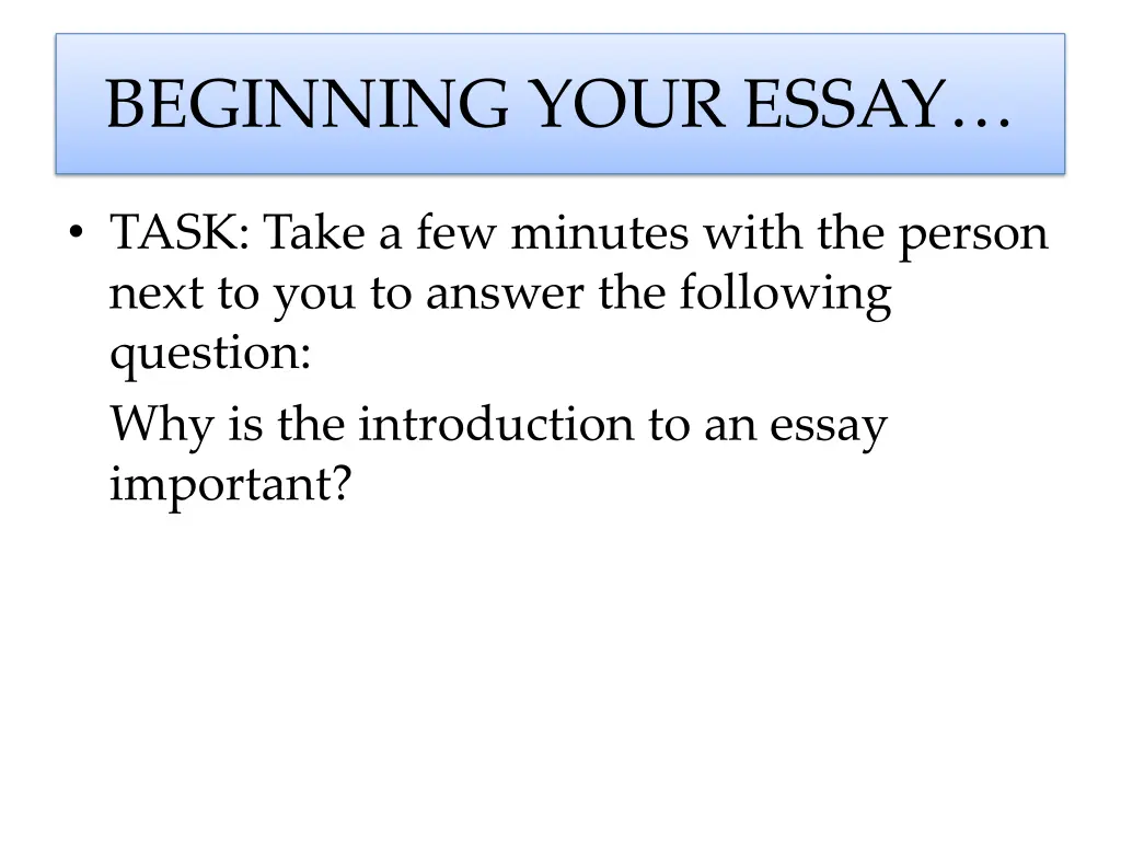 beginning your essay