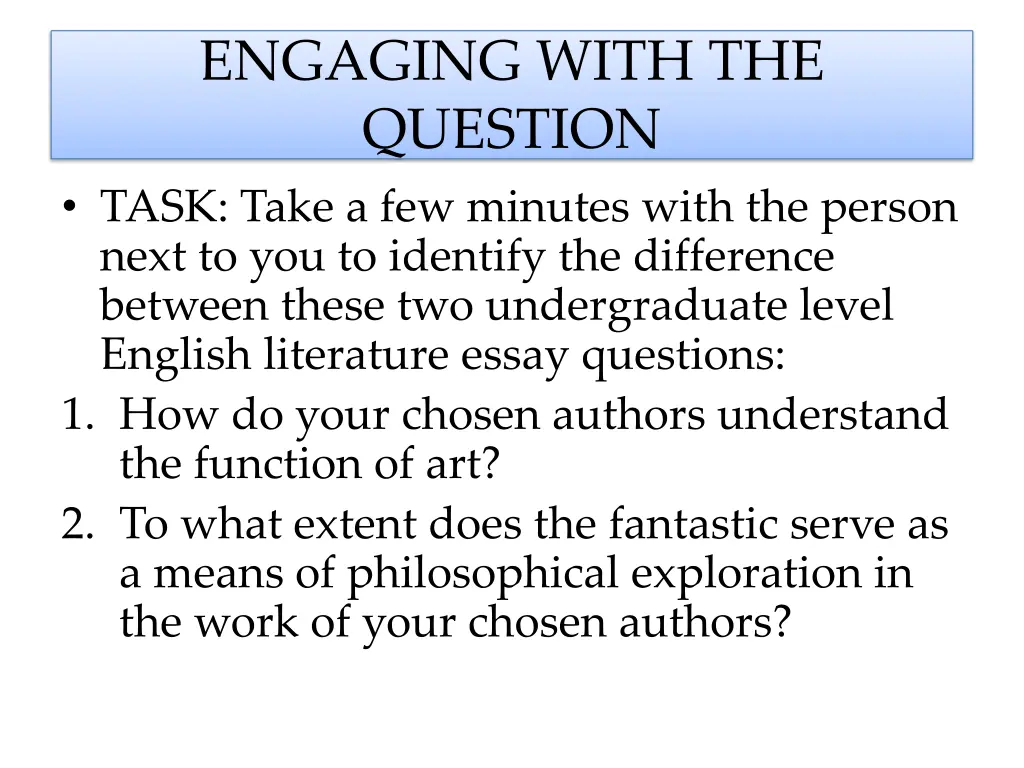 engaging with the question task take