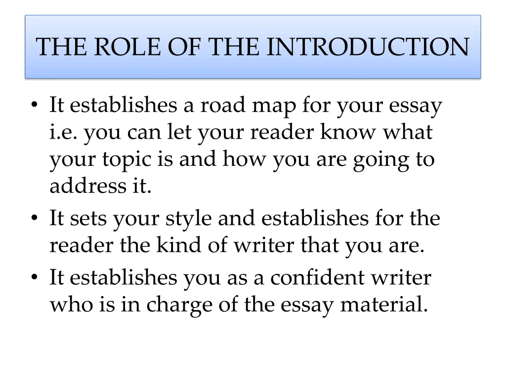 the role of the introduction