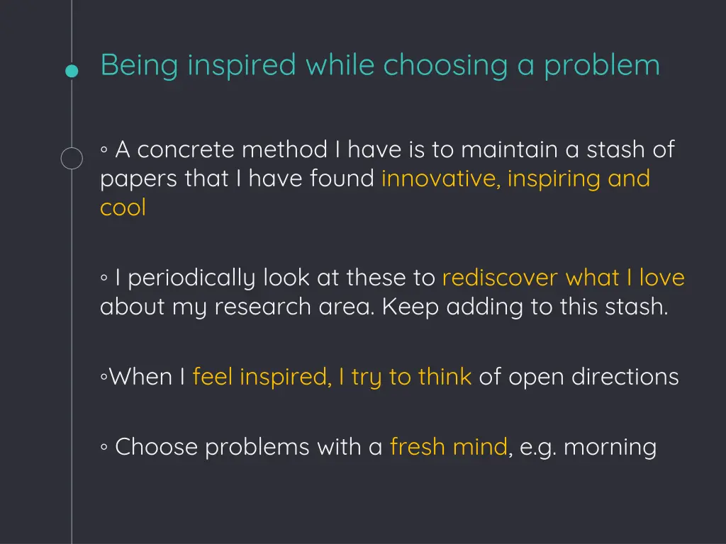 being inspired while choosing a problem