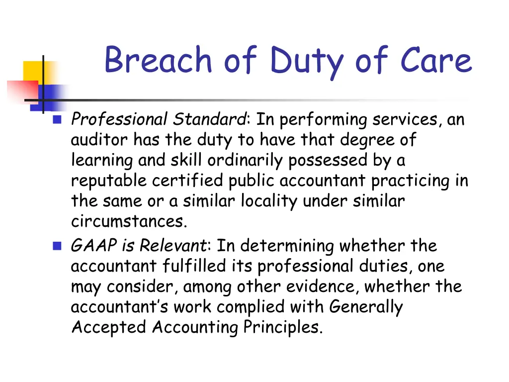 breach of duty of care