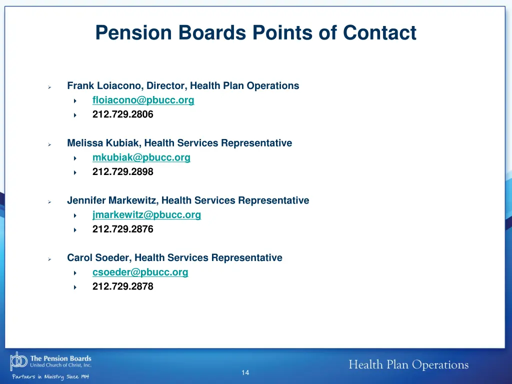 pension boards points of contact