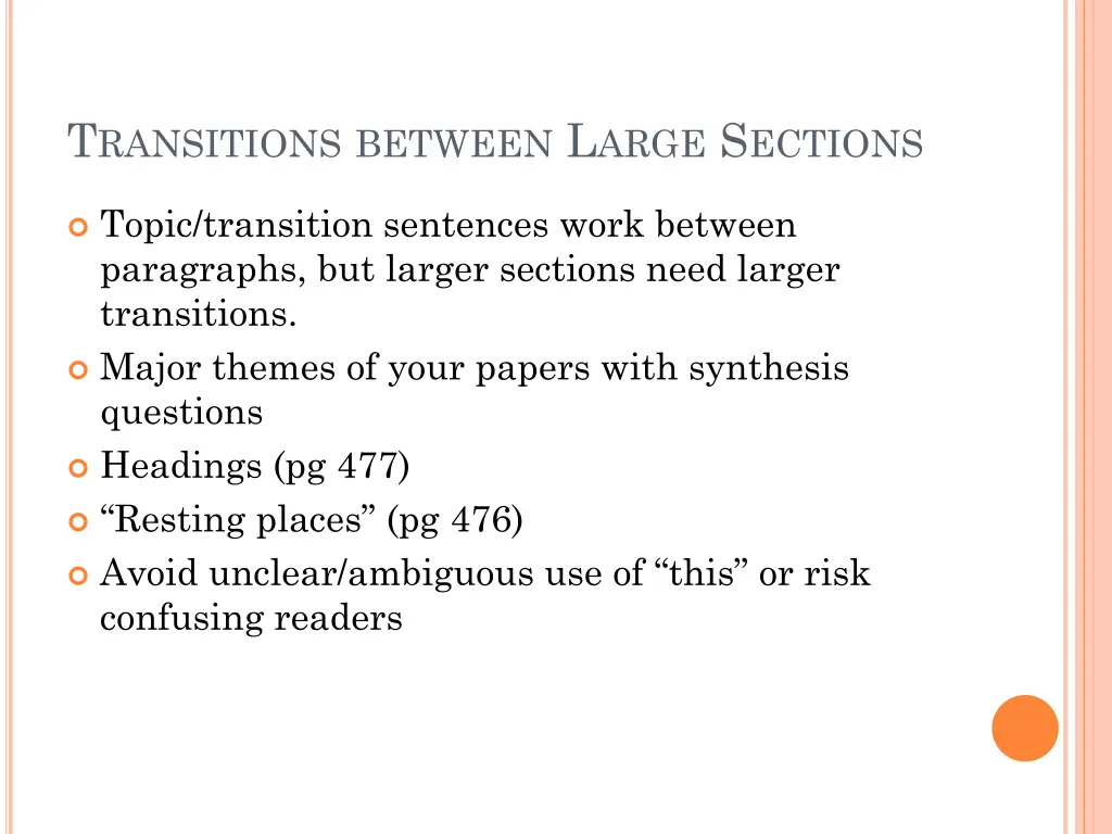 t ransitions between l arge s ections