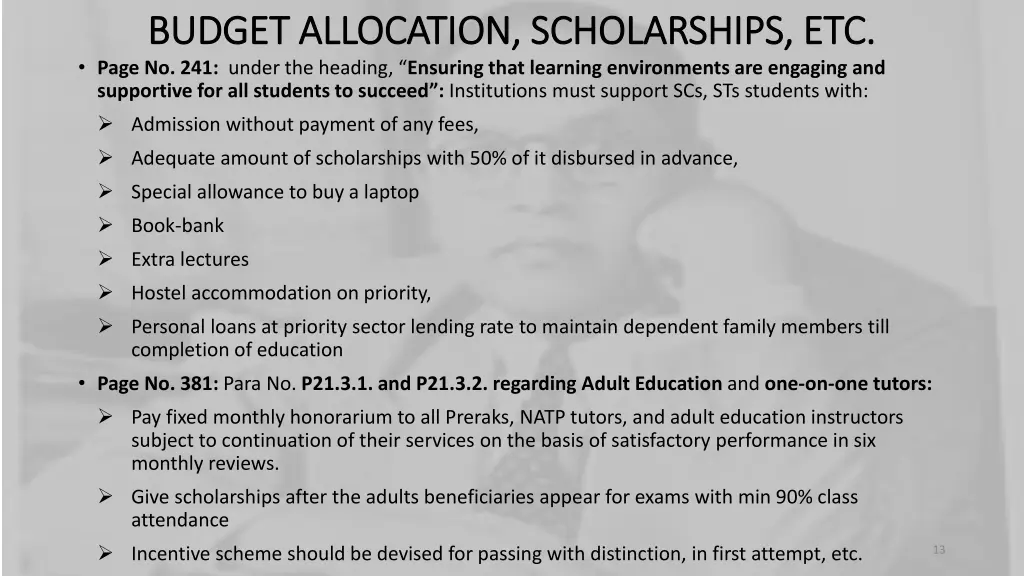 budget allocation scholarships etc budget 1