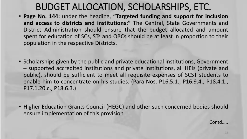 budget allocation scholarships etc budget