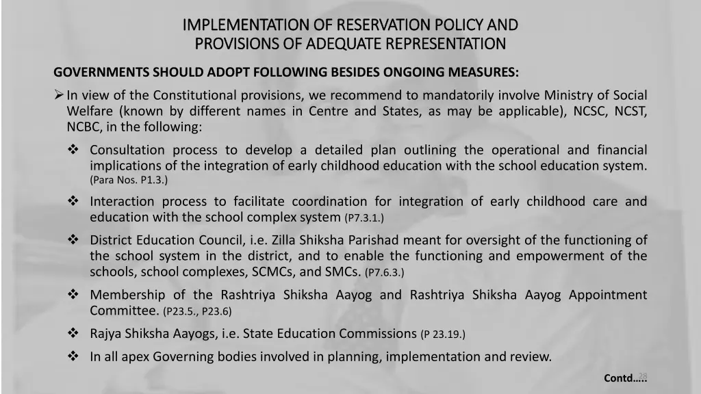 implementation of reservation policy 1