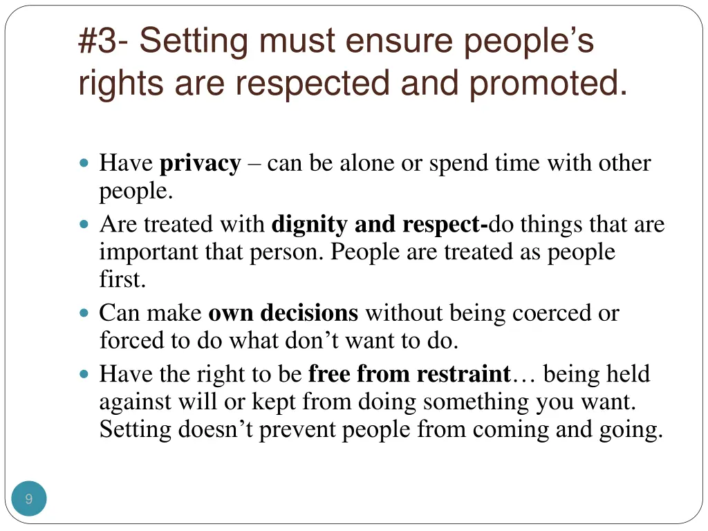 3 setting must ensure people s rights