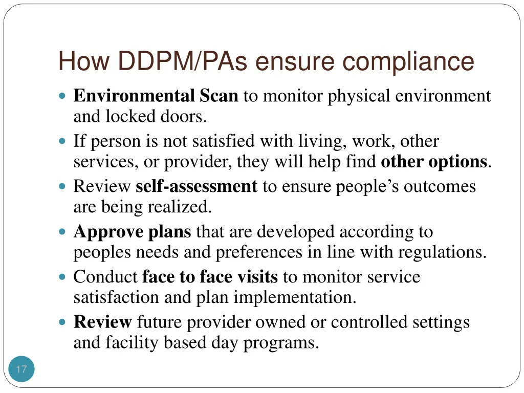 how ddpm pas ensure compliance environmental scan