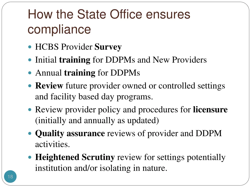 how the state office ensures compliance