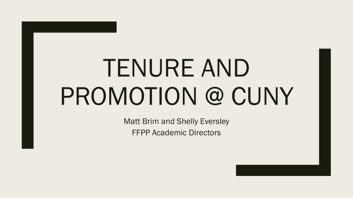 tenure and promotion @ cuny