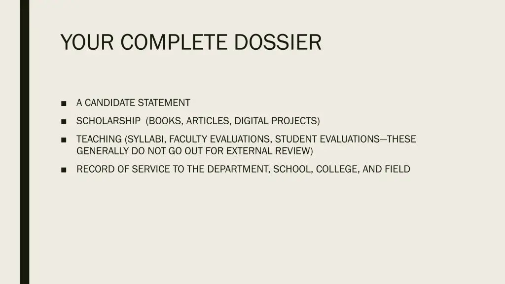 your complete dossier