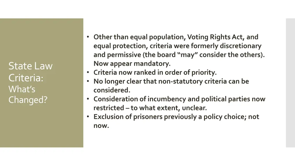 other than equal population voting rights