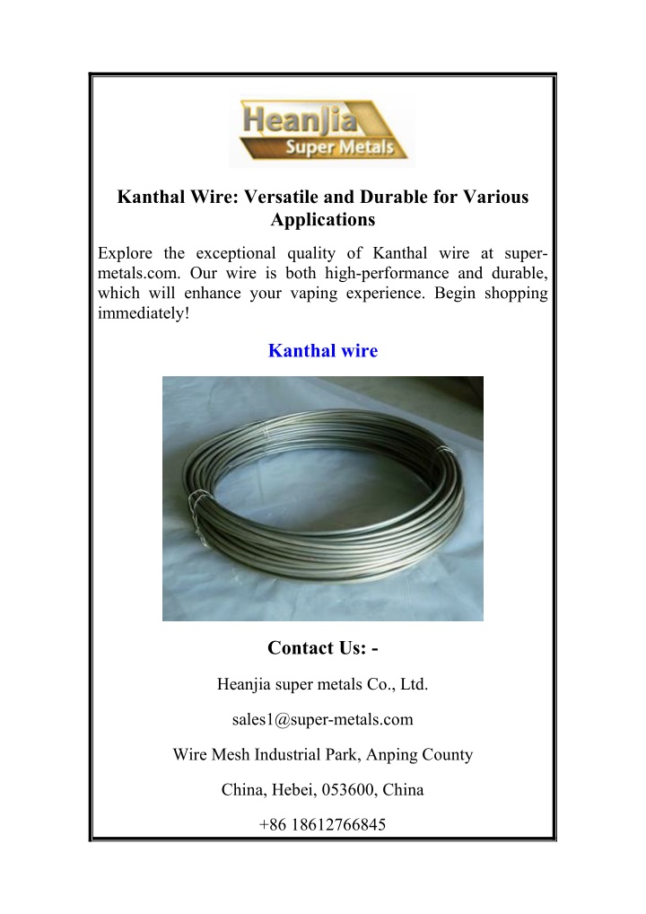 kanthal wire versatile and durable for various