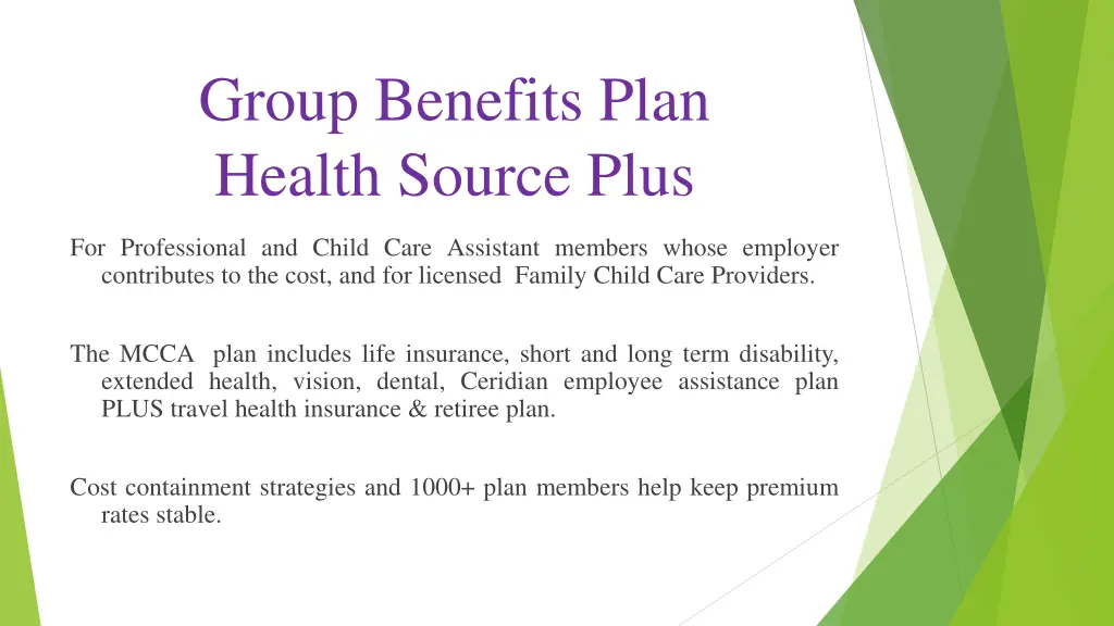 group benefits plan health source plus