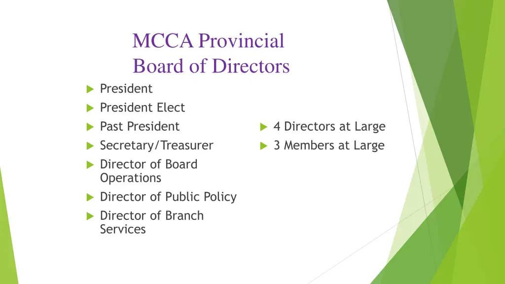 mcca provincial board of directors