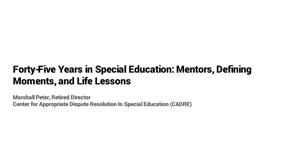 forty five years in special education mentors