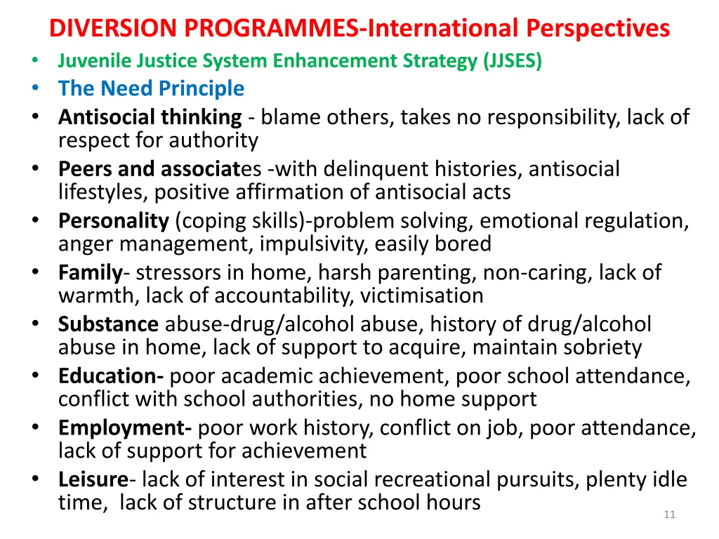 diversion programmes international perspectives 2