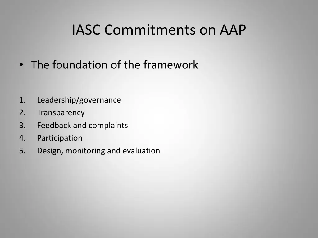 iasc commitments on aap