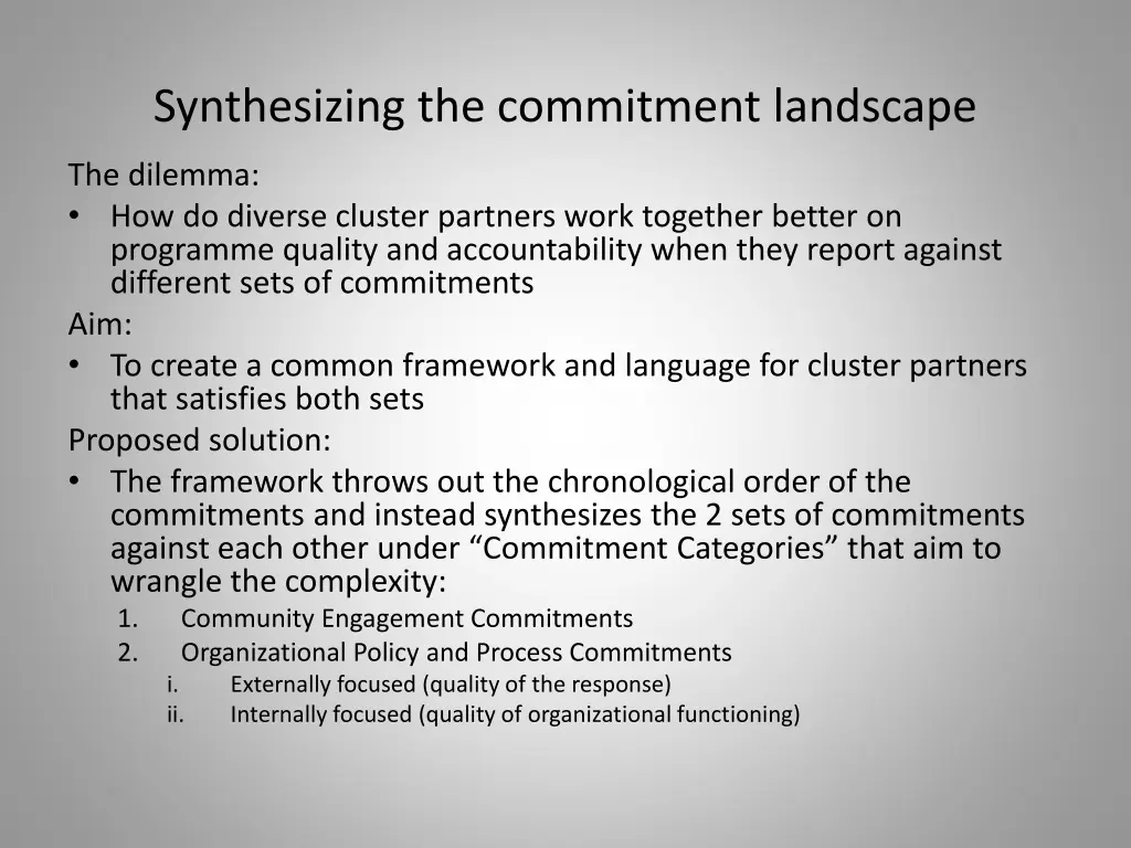 synthesizing the commitment landscape